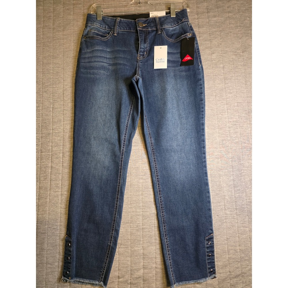 1436 Croft & Barrow Womens Size 6 Ankle Jeans Snap Hem Raw Fringe WC11D020RW
